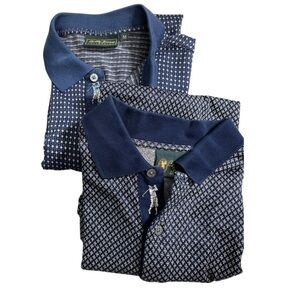 Bobby Jones lot of (2) golf polo short sleeve shirts men Medium jacquard print.
